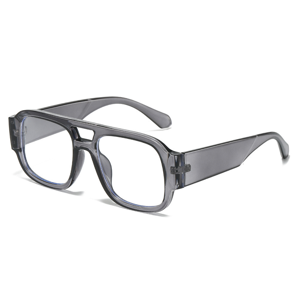 2026 Fashionable Casual Double-Beam Non-Prescription Glasses, New Anti-Blue Light Retro Simple European And American Style Photo Artistic Eyewear - view 4
