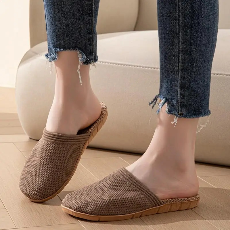 Mesh Casual Slippers Ladies Home Soft Womens Sandals Summer 2025 Hemp Elegant Slides Fashion Indoor Footwear Big Size 260624 - view 6