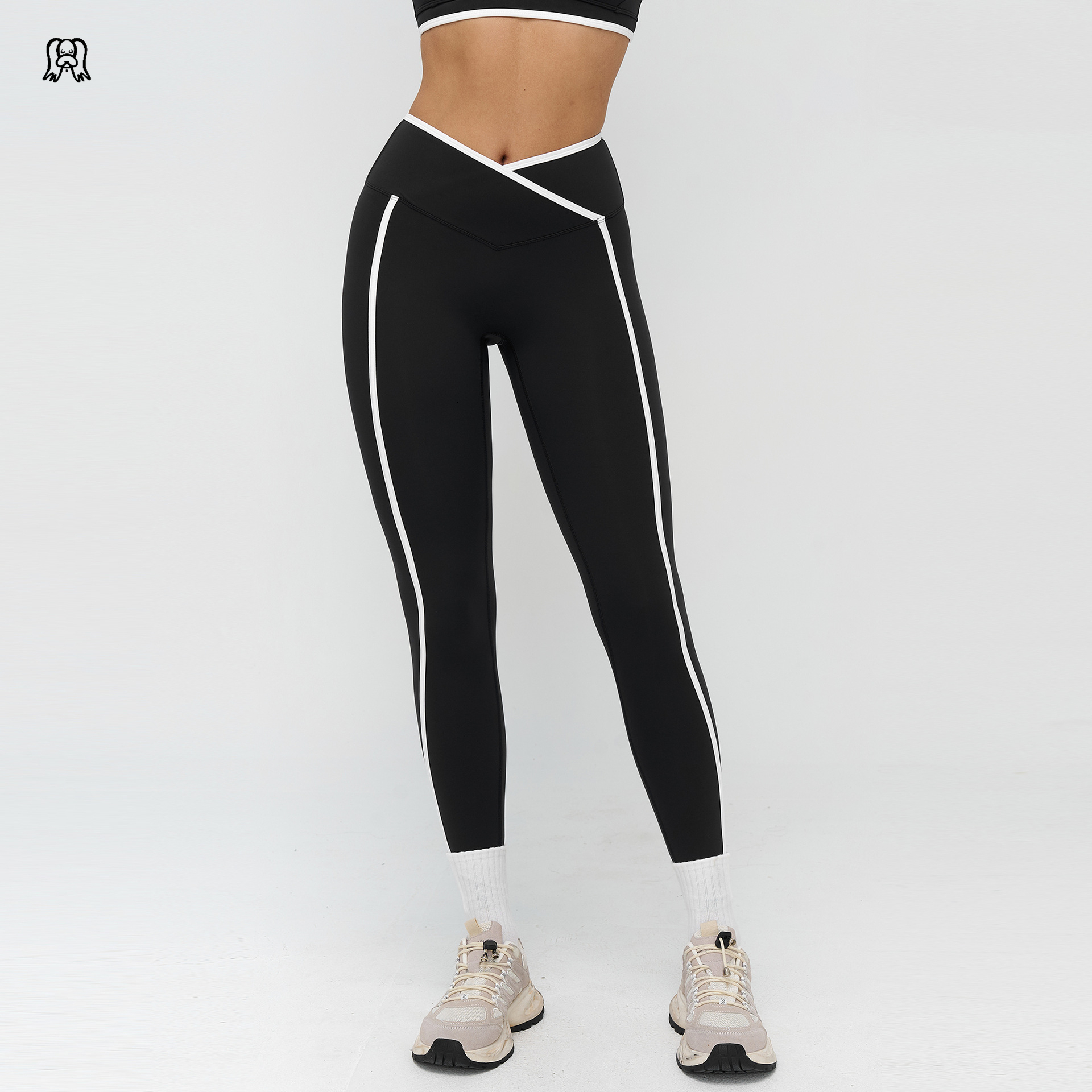 lucky dog yoga Color blocked cross waist outdoor running fitness yoga pants - view 3