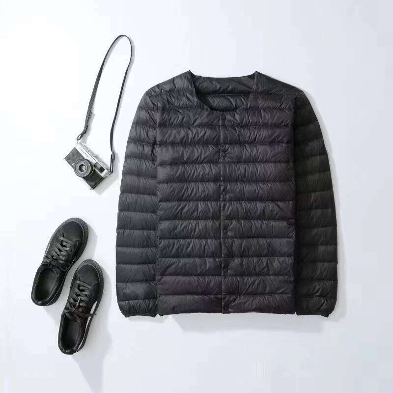 A light and down jacket for men, with collarless warm inner lining, can be worn inside a round-neck thin coat J260626 - view 4