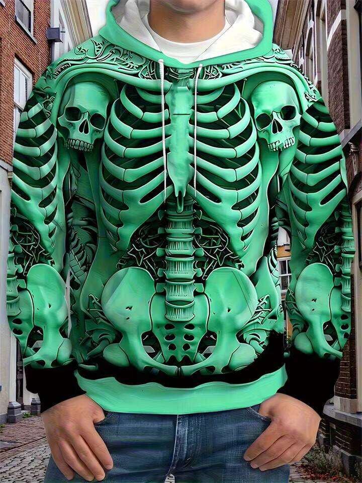Skull Gothic Print Hoodie Sweatshirts For Men Fashion Street Fall Graphic Hoodies Women Comforts Design Y2k Clothes Man Tops W260626 - view 3