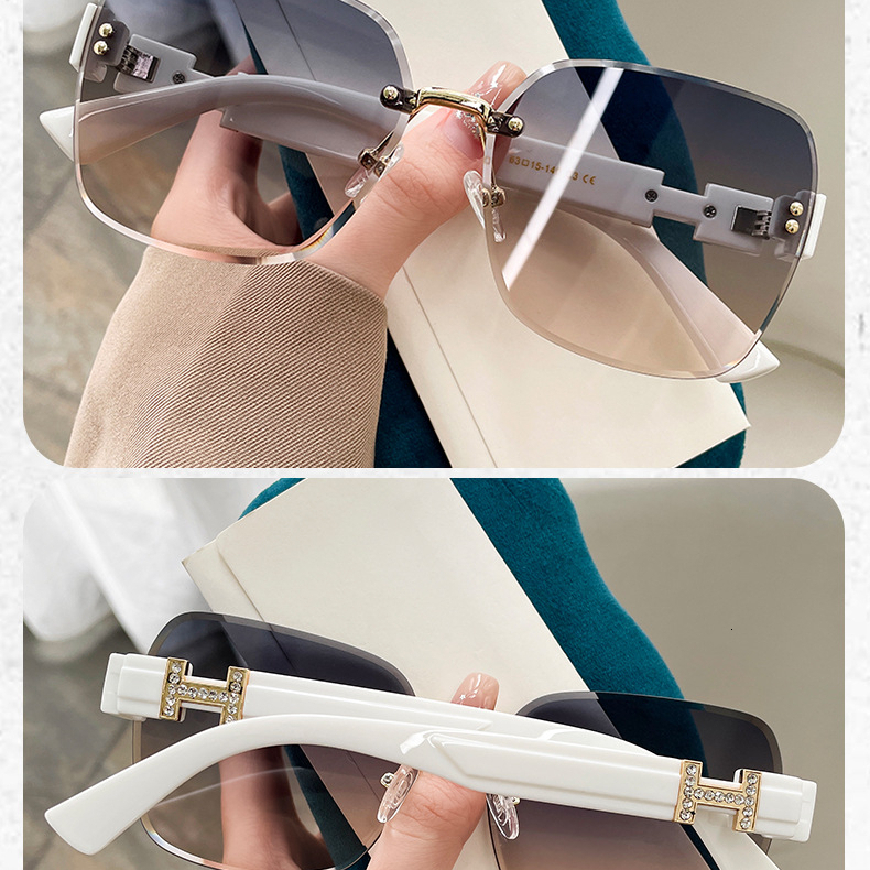 2026 Designer's Popular Luxury Personalized Trend Casual Frameless H Decorative Sunglasses Fashion Trend Ins UV Resistant Sunshade Frameless Sung - view 8