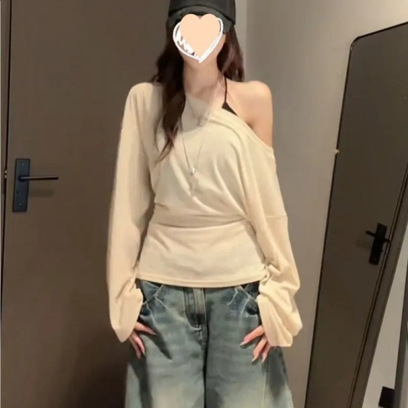 Sexy Thin See Through Long Sleeve T Shirt Women Bandage Off Shoulder Oversize Top Female Basic Long Tees Korean Chic Lady 260626 - view 4