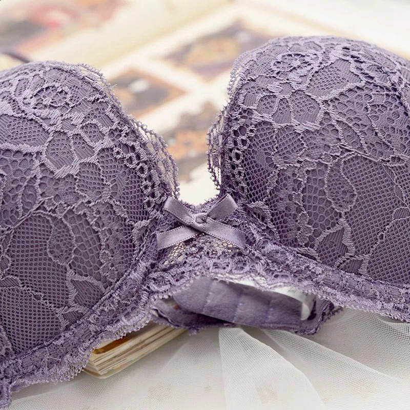 Europe Women Sexy Underwear Set Lace Embroidery Push Up Bra Romantic Purple Brassiere Fashion Panties Plus Size Lingerie 260626 - view 6