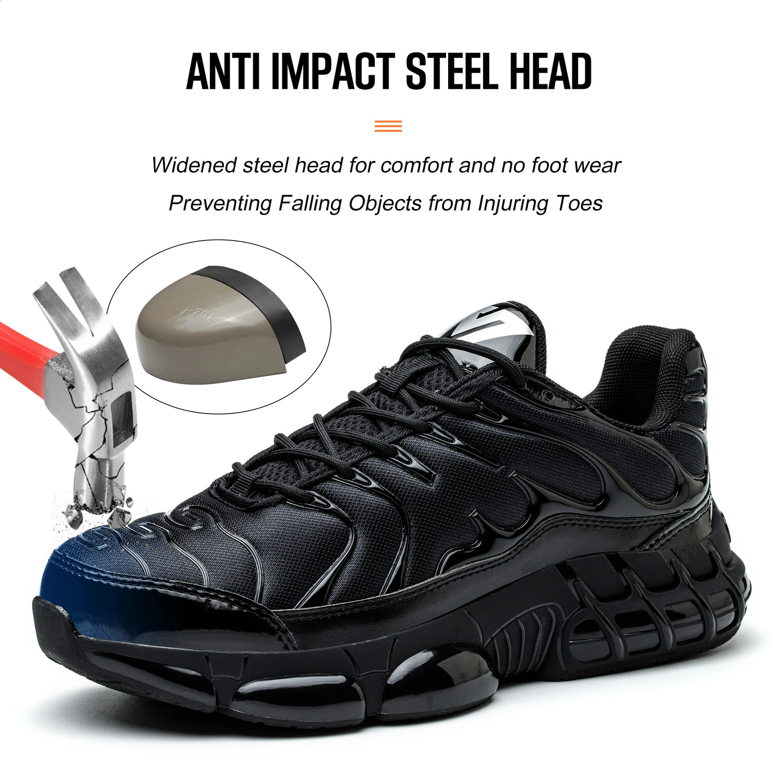 Mens Construction Work Boots Steel Toe Breathable Safety Shoes Lightweight AntiSmash Sneakers for Outdoor WearResisting 260624 - view 4