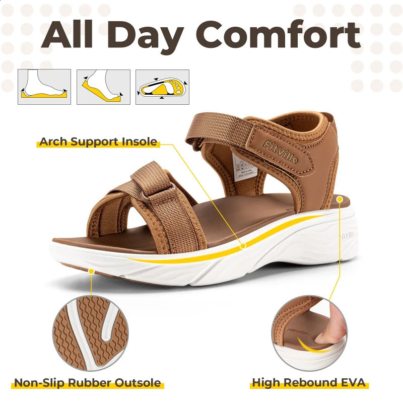 FitVille Wide WomenS Summer Sandals With Arch Support Lightweight Bohemian Casual Beach Wedge Adjustable Strap 260626 - view 4