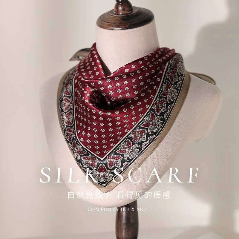 100% Silk Print Hijab Band Luxury Bandana Female Shawls Ribbon Headscarf Designer Hair Scarf Foulards 26Y06226 - view 3