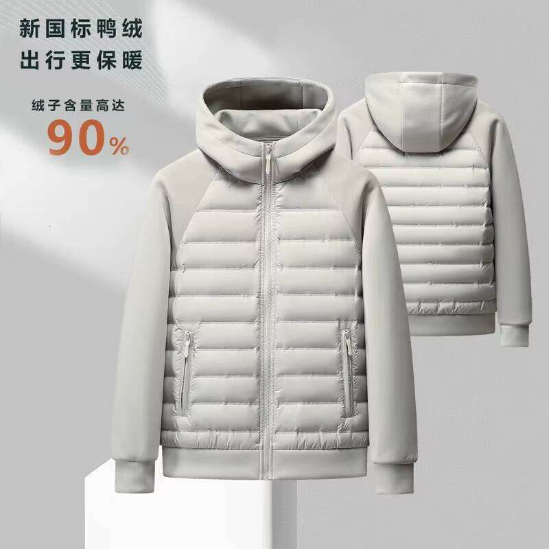 High-quality, fashionable stylish winter new 90 white duck hooded light thin spliced down jacket for both men and w W260626 - view 6