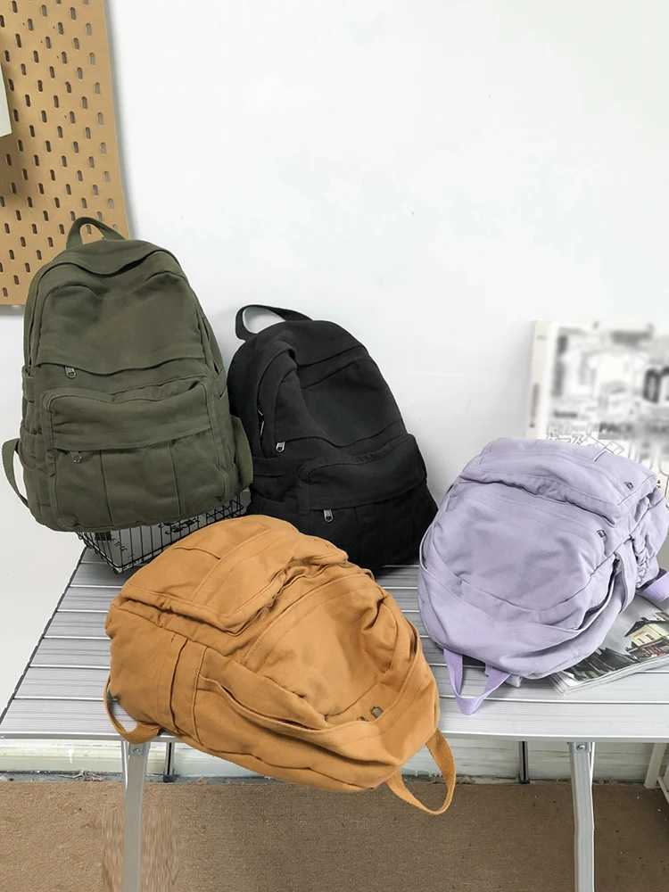 Womens Backpack Girl School Canvas Bag Large Capacity Vintage Backpacks for College Students Casual Female Travel Backpack M260626 - view 6