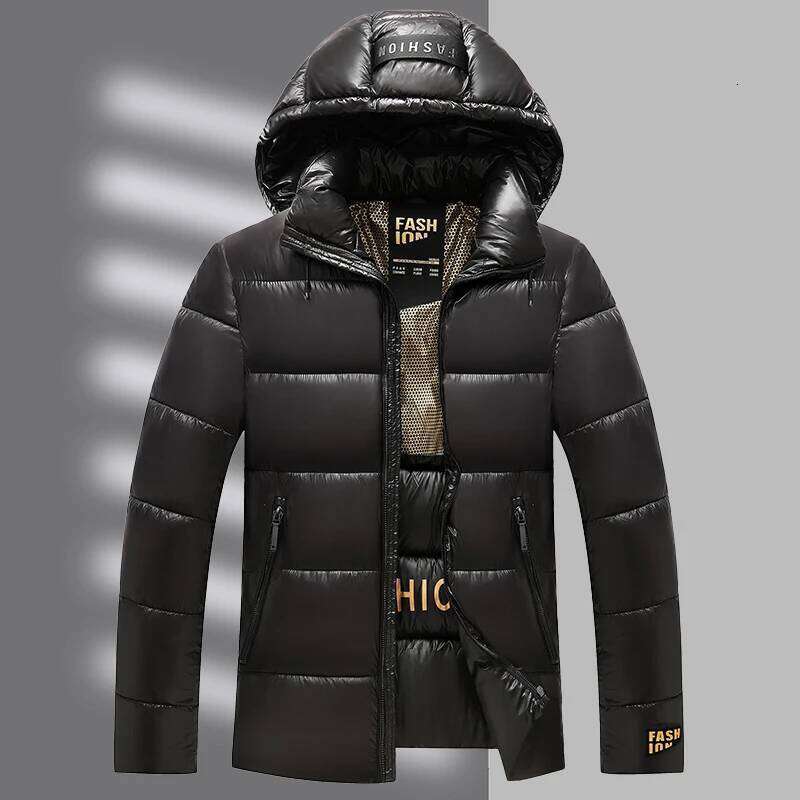 Men's down black and gold coat, detachable hooded jacket, cotton-padded jacket W260626 - view 4