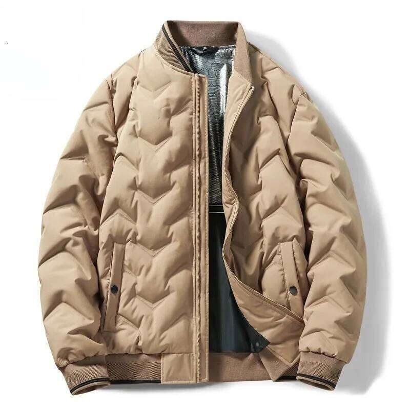 2025 Men Jacket Premium Baseball Collar Outdoor Work Windproof Warm Parka Solid Color Ultra Light Comfort Winter Down Coat W260626