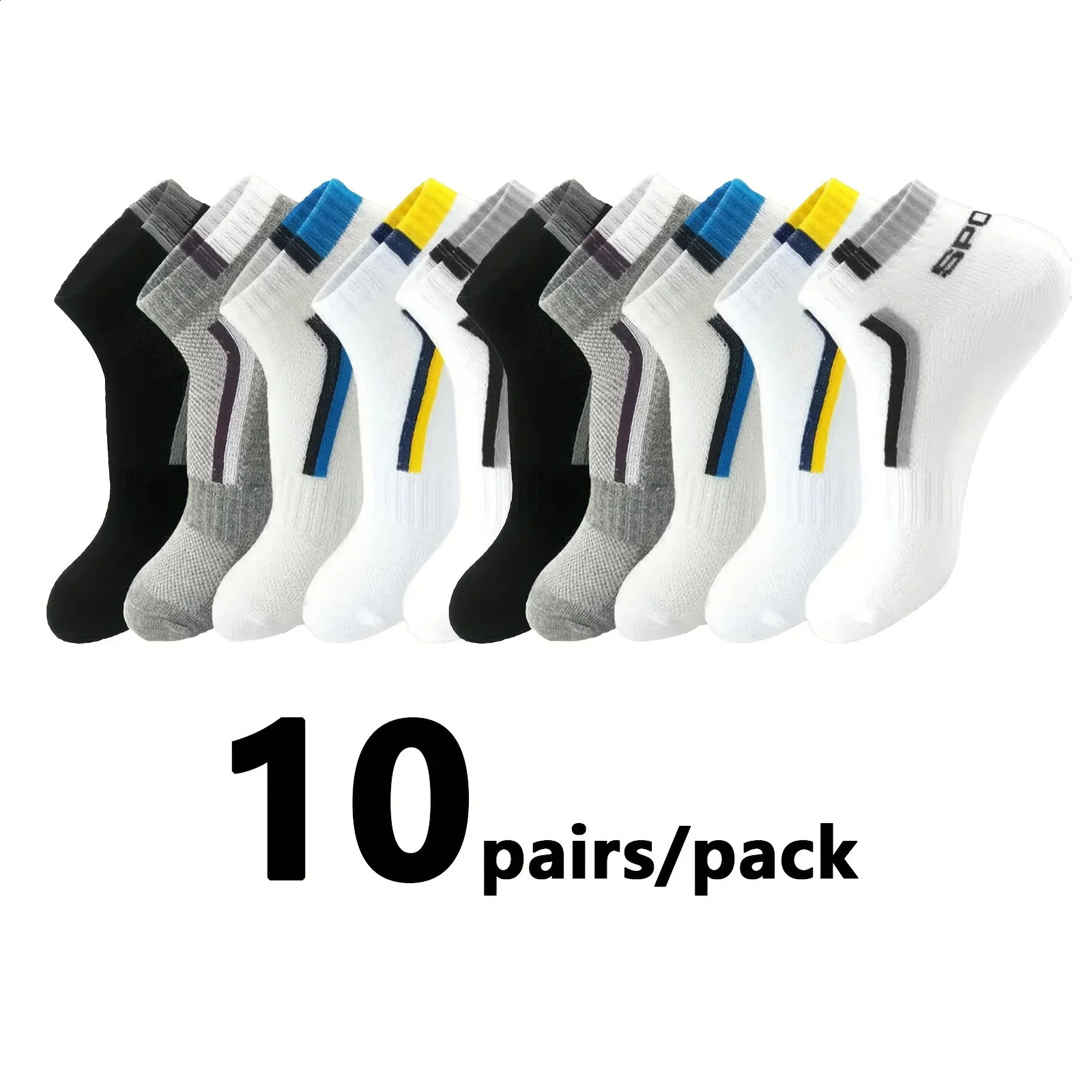 5102030pairs Simple Stripe Pattern Liner Anklets Socks Comfy Breathable Soft Sweat Absorbent For Mens Outdoor Wearing 260622 - view 3
