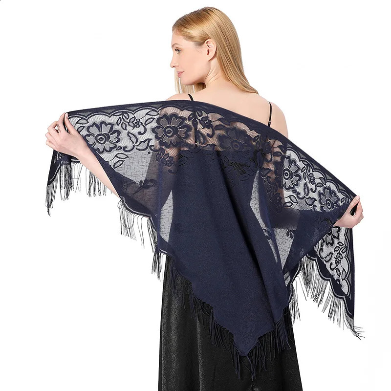 Triangle Lace Shawls and Wraps for Evening Dresses with Tassels for Evening Party Mesh Wedding Shawls 260625