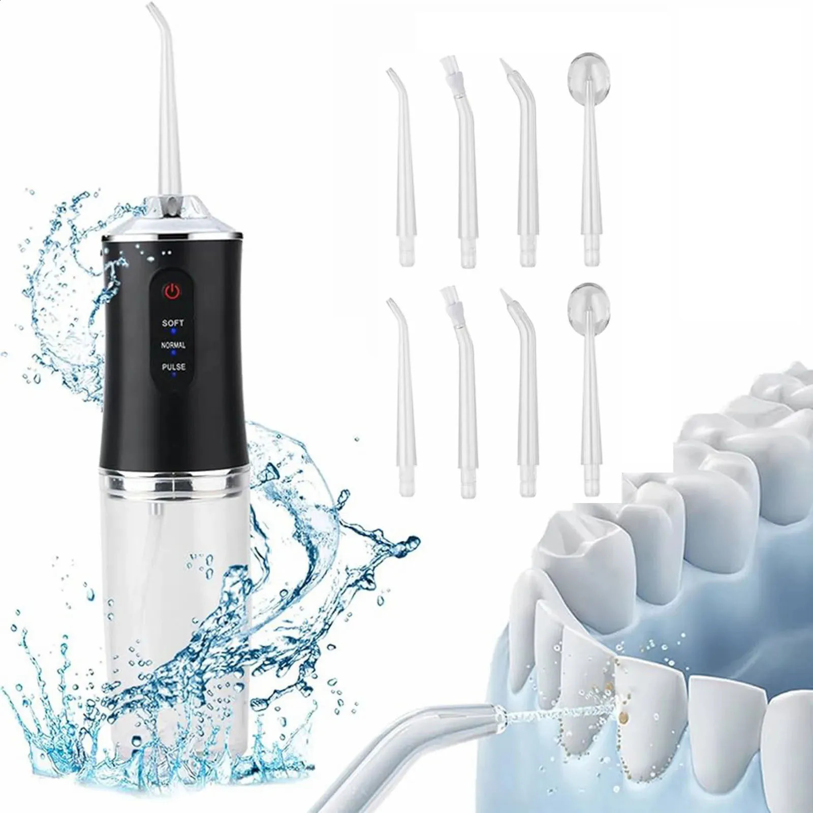 Water Flossers Portable Dental Irrigator Cordless Floss Irrigators Jet Rechargeable Oral Black Sets for Adults Braces 260626 - view 1