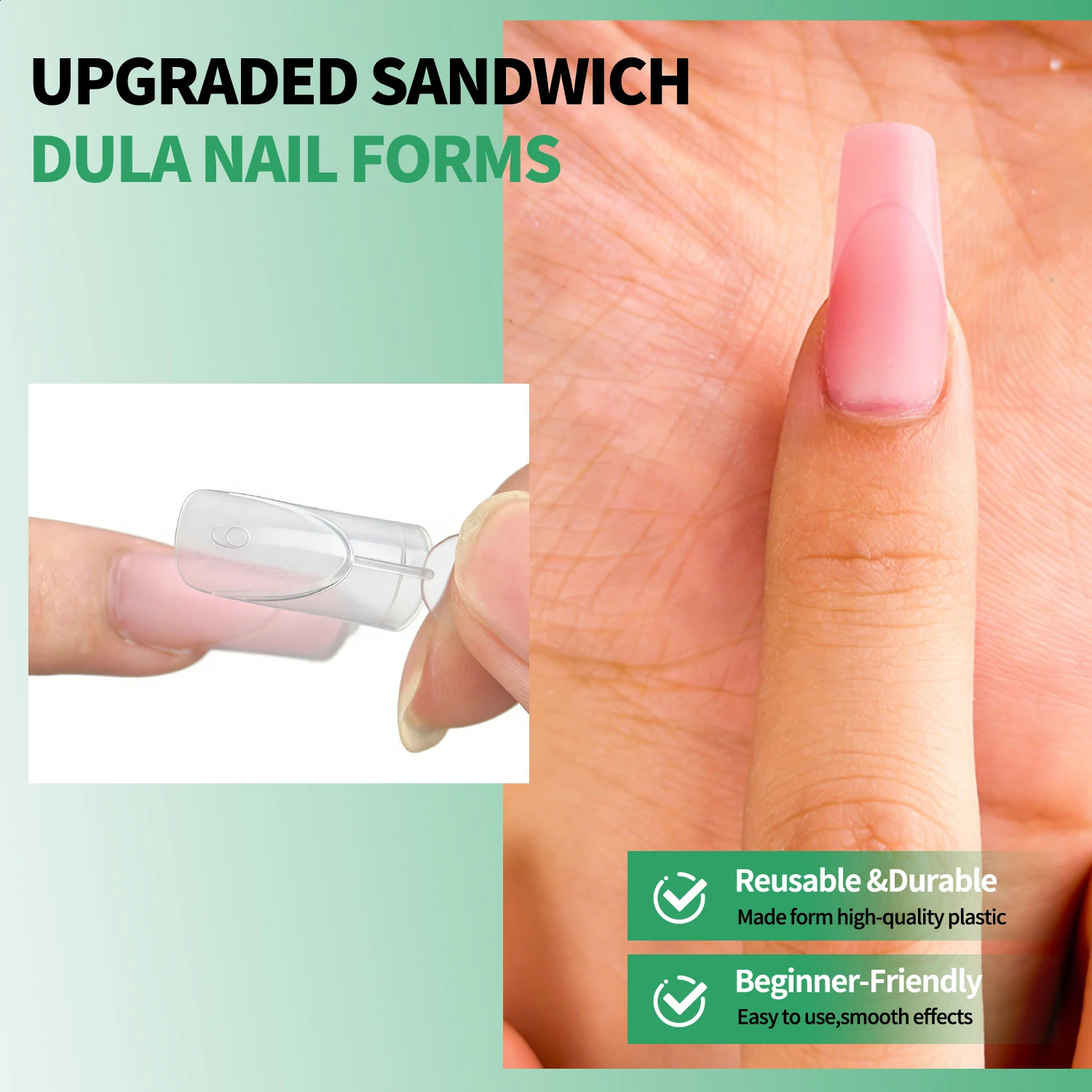 Nailpop Innovative French Line Nail Dual Form Easy French Tip Extension Mold Matte Inner Reusable 140PCS 14 Sizes Gel Builder 260626 - view 5