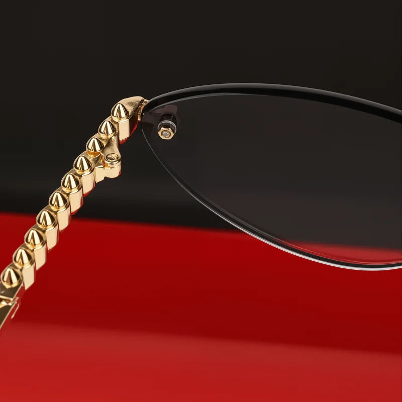 Fashion Rimless Cat Eye Sunglasses Desinger Women Tone Rivets Small Frame Eyeware Summer Shades For SUN GLASSES 260626 - view 5