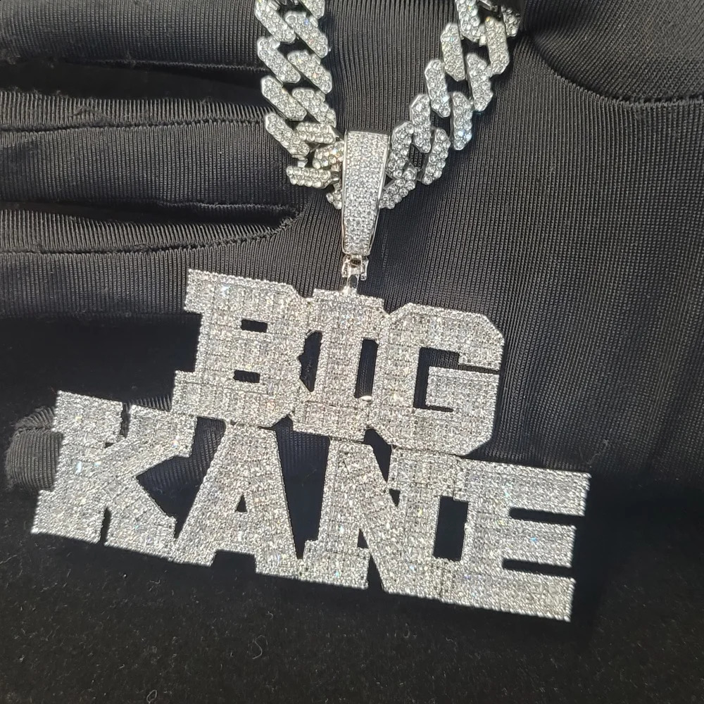Custom Baguettecz Letter Pendant Iced Out Chain Fashion Two Rows Name Necklace Solid Back University Font Hip Hop Jewelry Gifts 260615 - view 7