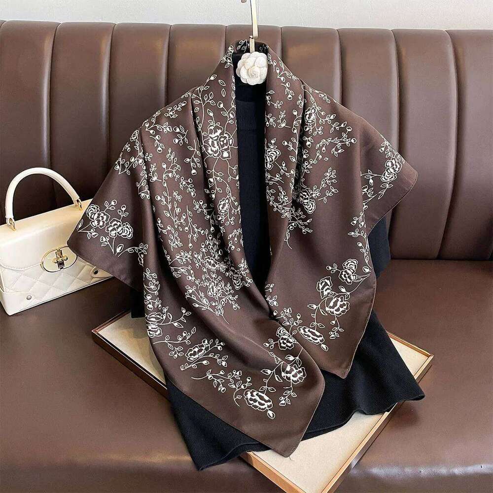 Summer Luxury Brand Square Silk Scarf Women Satin Print Hijab Scarves Pareo Bandana Female Shawl Wrap Headband Foulard 90*90cm 26Y06226 - view 5