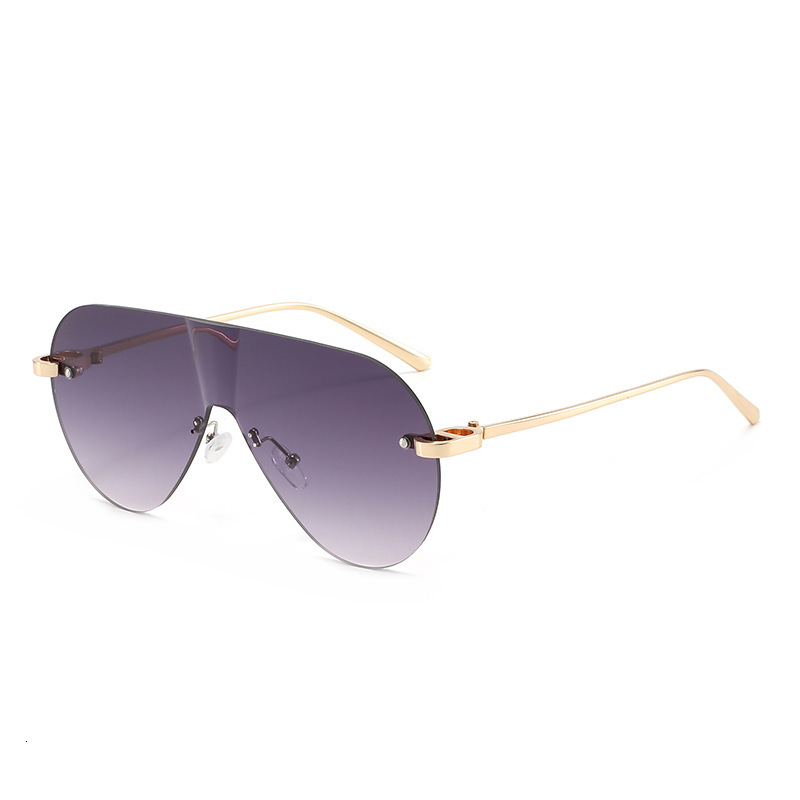 New European American Frameless One-Piece Sunglasses, Toad-Shaped, Stylish And High-End, Street Photography Large-Frame Integrated Sunglasses - view 3
