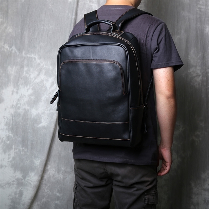 JLFGPJ Mens Genuine Leather Backpack With Cowhide Top Layer Large Capacity Multiple Pockets Casual And Versatile Computer Bag y260615 - view 1