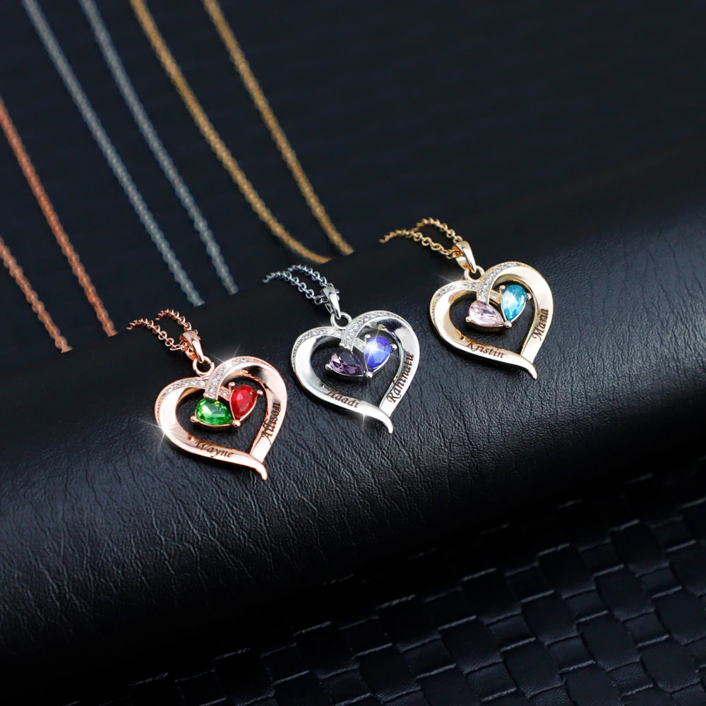 MaiLun Custom Names Heart Pendant Necklace Custom Birthstone Necklace Personalized Mothers Day Necklace Jewlery Gift 260626 - view 7