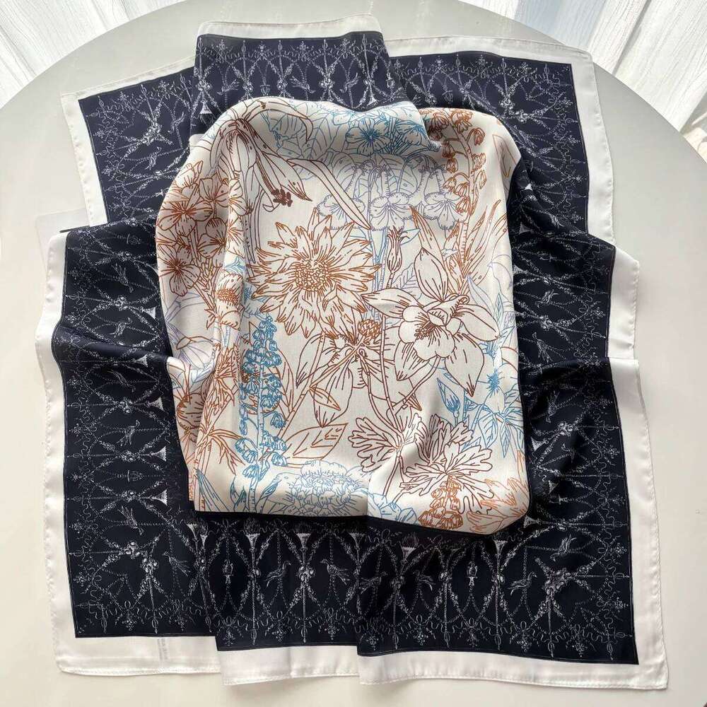 2026 Women Design Square Scarf Silk Imitation Print Neckerchief Bandana Foulard Lady Shawl Scarves Wrap Head Hair Band Ties 26Y06226 - view 3