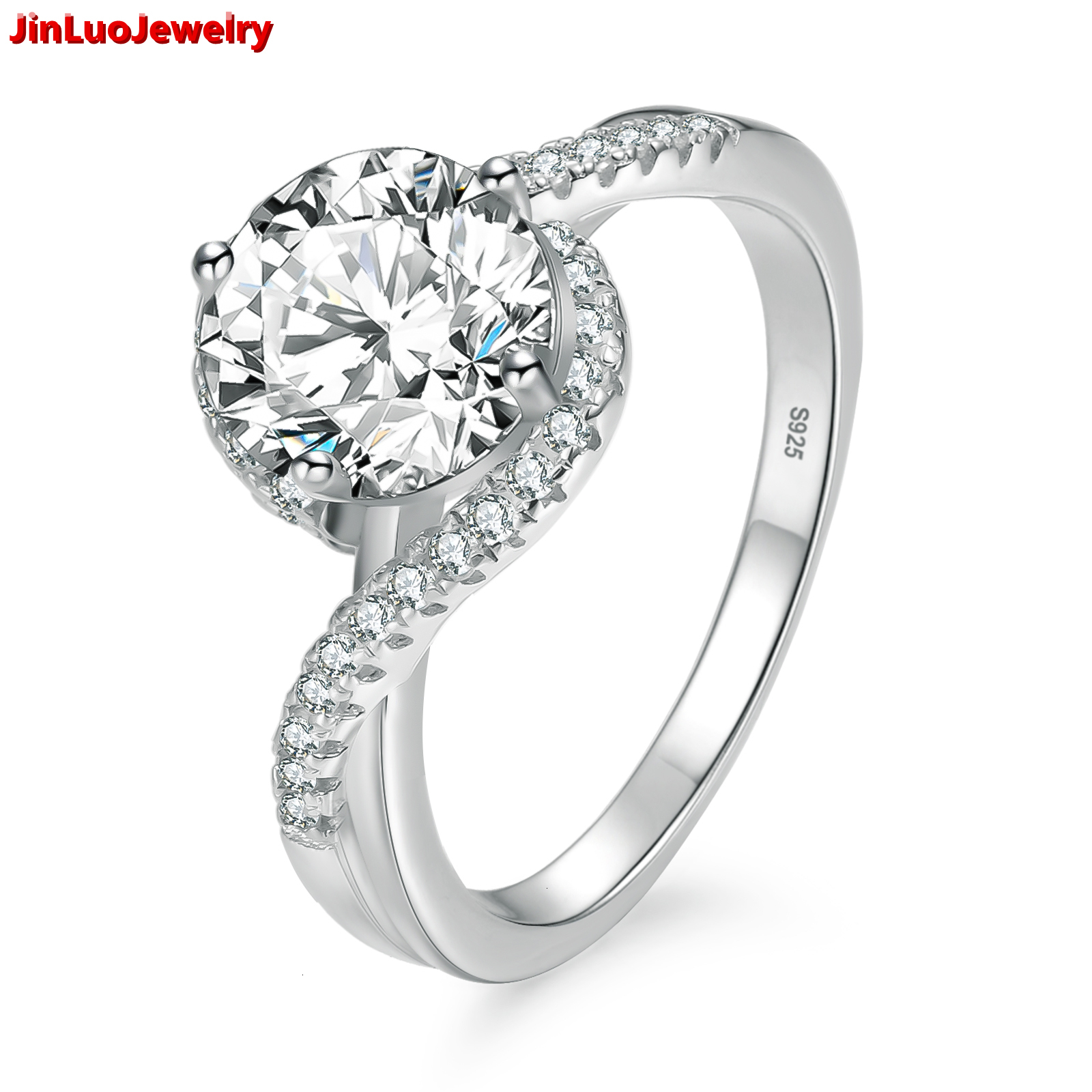 20ct 1ct Luxury Bridal Promise Rings White Gold Plated 925 Sterling Silver Women Wedding Engagement VVS Moissanite Diamond Ring