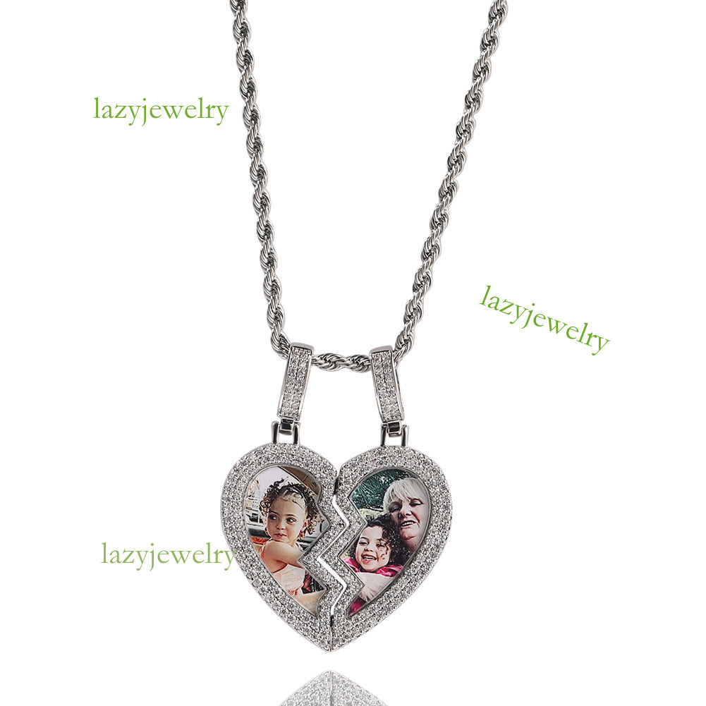 Hip hot new magnet set diamond moissanite love photo pendant necklace fashion personality DIY photo pendant for men and women - view 5