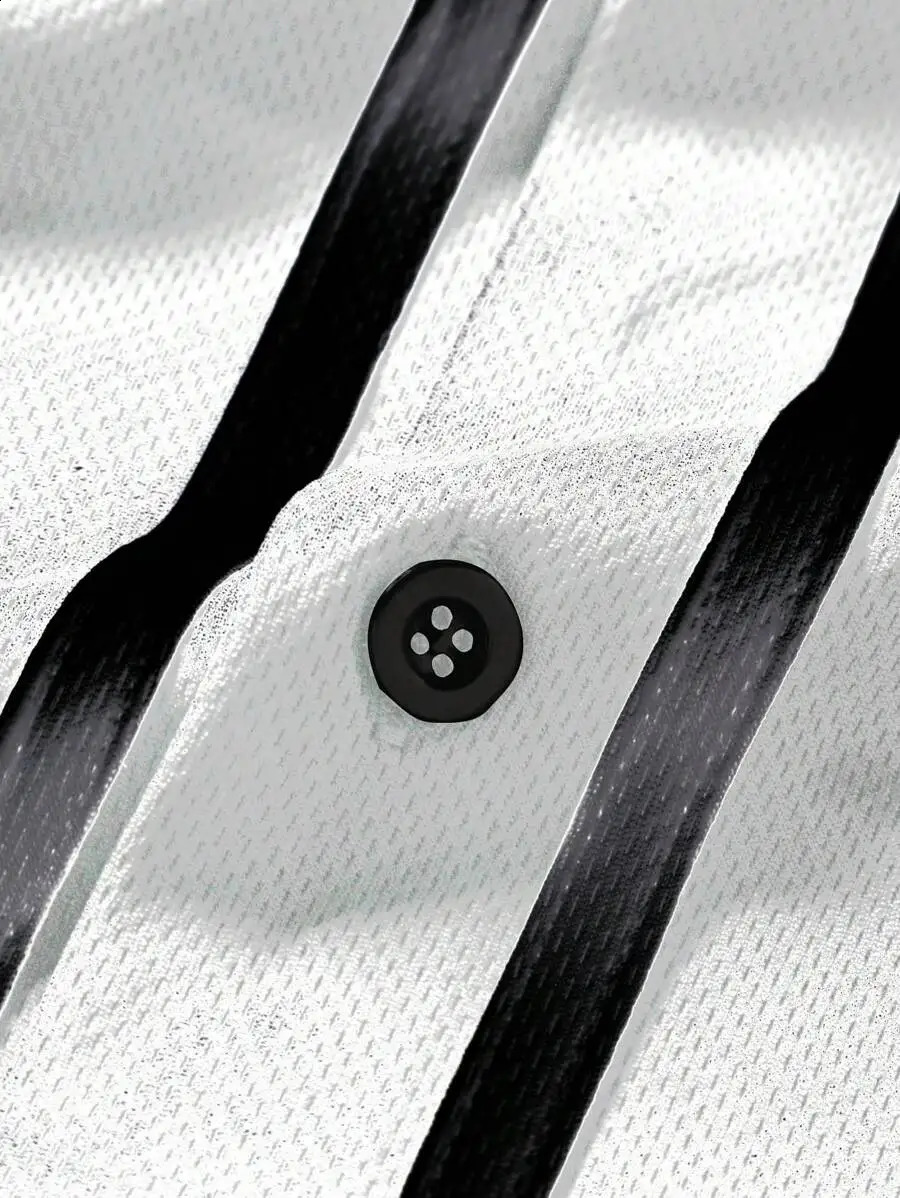 Men White Short Sleeve Baseball Shirt With Contrast Trim And Los Angeles Letter Print Casual Street Style 260626 - view 5