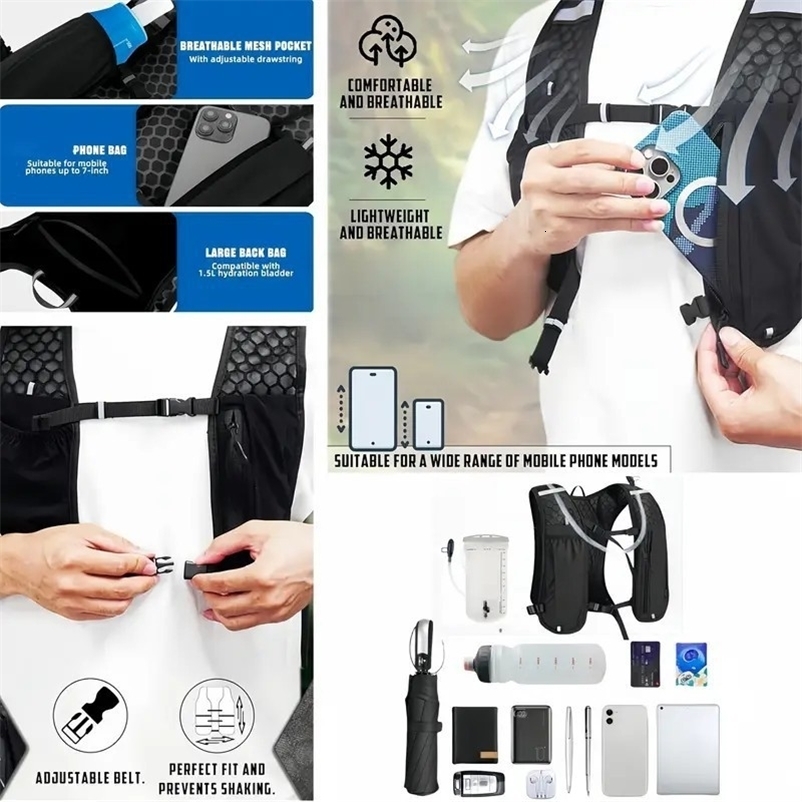 Running Vest Unisex Water-Resistant Breathable Backpack for Running Hiking Cycling 260624 - view 6