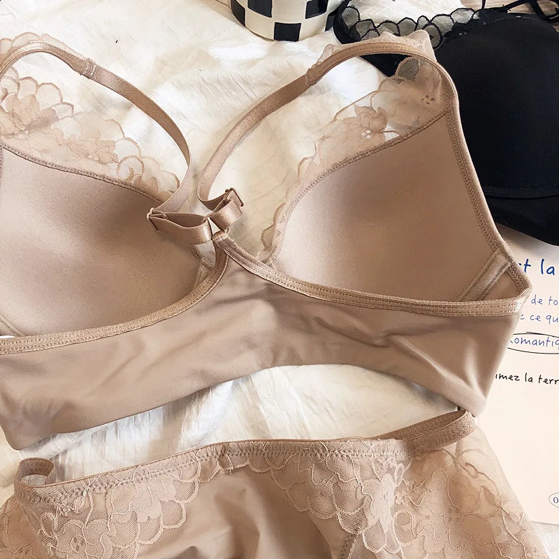Thin Glossy Cup Cross Backless Lace Front Closure Bra and Panties Set with Push Up Underwear Women Beautiful Sexy Lingerie 260626 - view 6