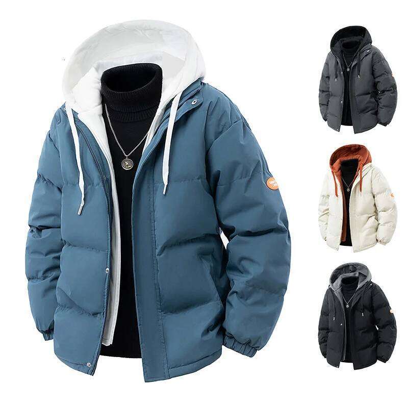 Men Parkas Thick Warm Hooded Quilted Jacket Loose Fashion Casual Cotton-Padded Puffer Coat Autumn Winter Outwear J260626