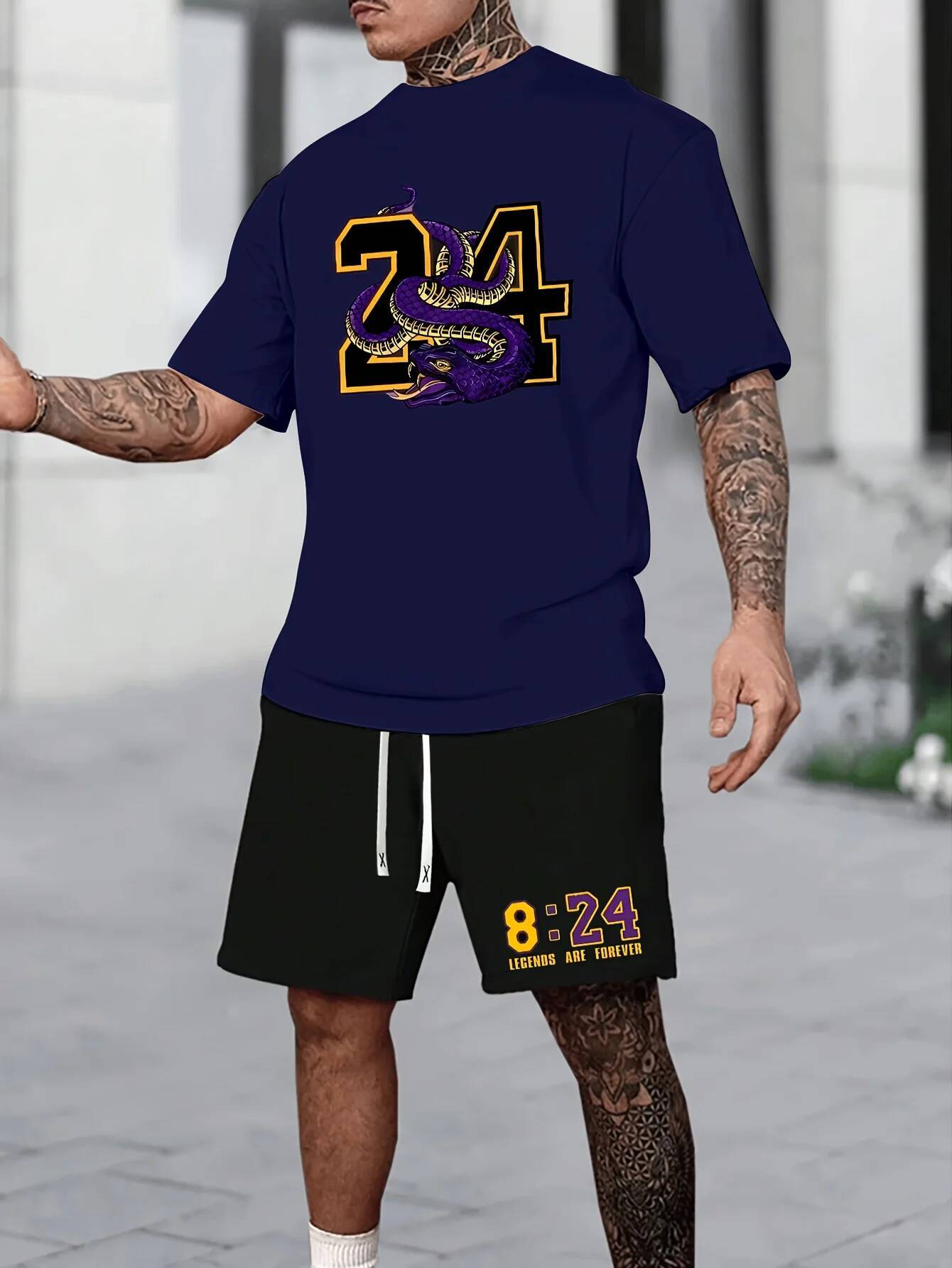 T Shirt Shorts 2 Piece Set Summer Men's Chicago-Themed Relaxed 32 Printed T-Shirt And Shorts Adult Sports Casual Plus Size Two-Piece Set - view 7