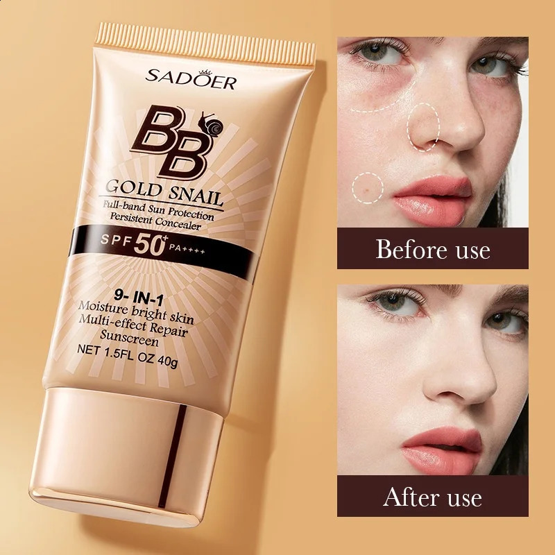 SADOER Gold Snail Sunscreen BB Cream Foundation Concealer Moisturizing Isolation Cream SPF50PA 40g 260625