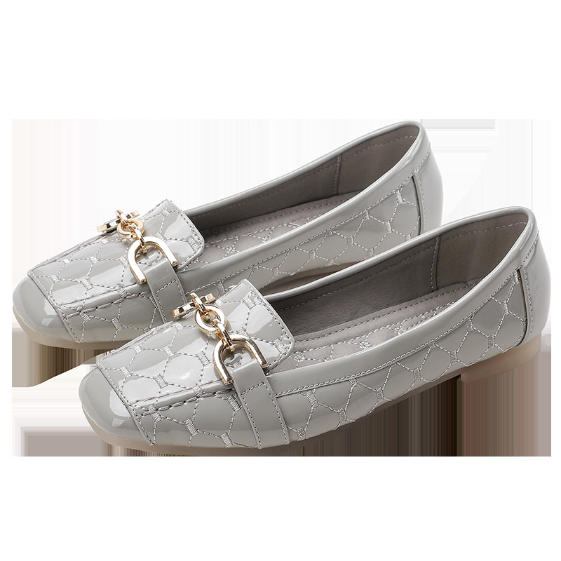 Luxury Shoes 2026 Women's Square Toe Flat Comfort Leather Shoes, Soft Cushion Smooth Patent Leather Buckle Strap Flats with Embroidery Size 33-43 - view 6