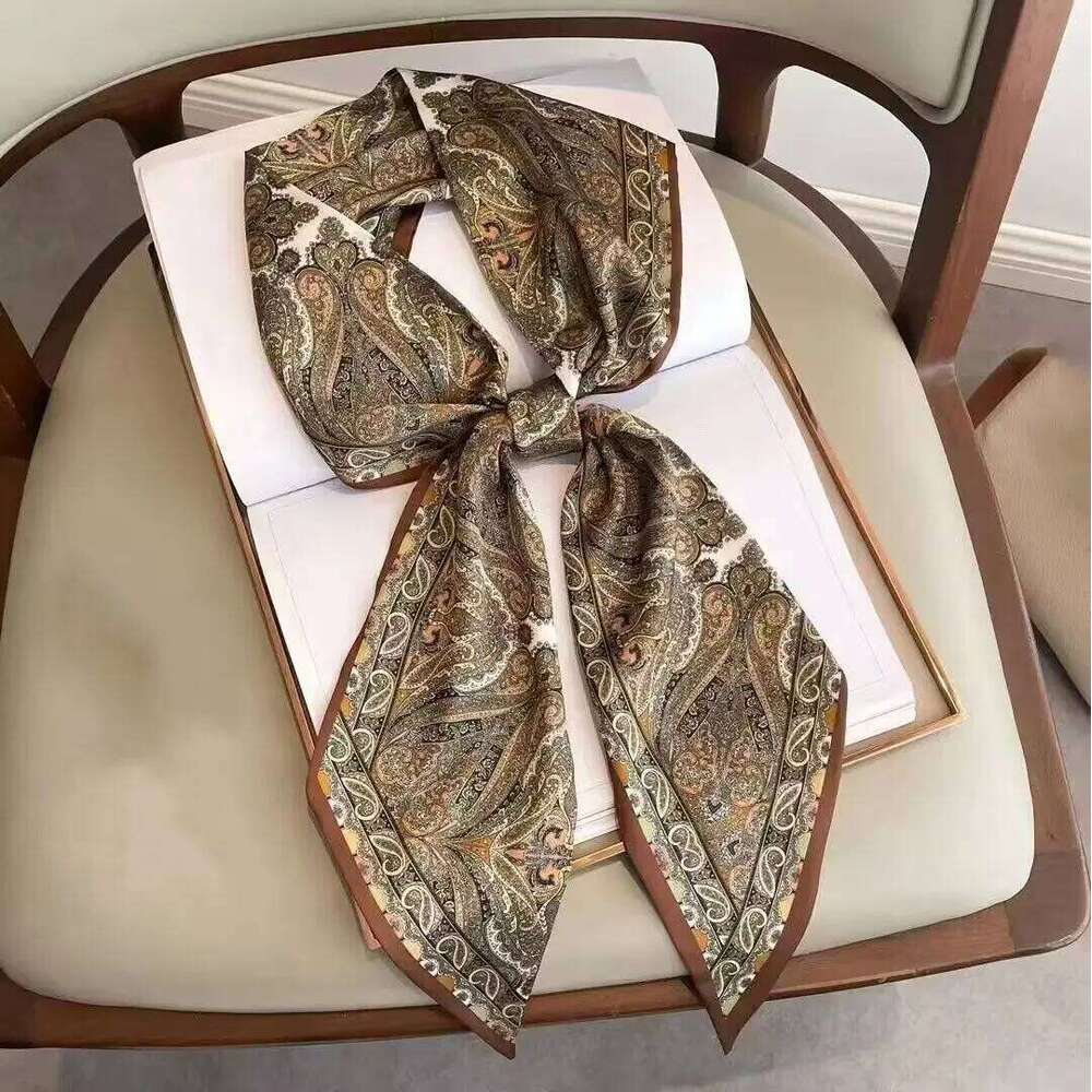 Luxury Ladies Long Silk Female Animal Horse Print Thin Narrow Scarf Bag Hair Band Ribbon Scarves Women Neckerchief 26Y06226 - view 6