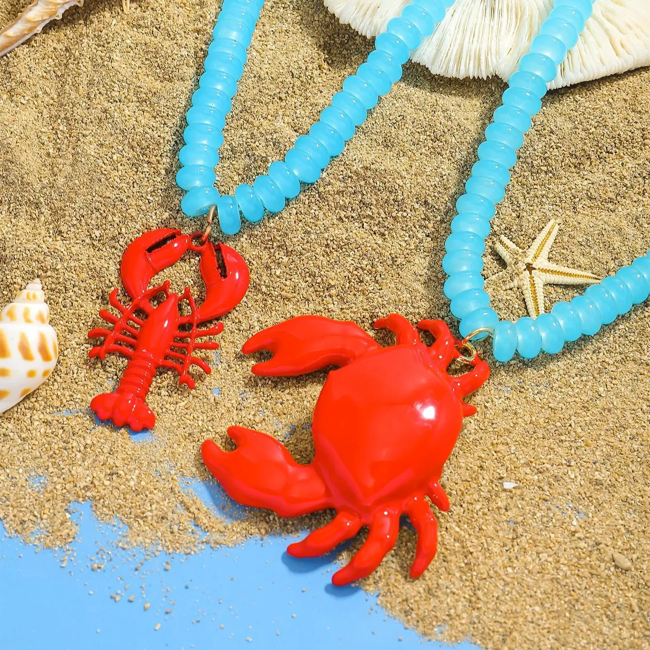 ZAA Bohemia Lobster Crab Pendant Necklace For Women Trendy Summer Handmade Beaded Sea Animal Choker Jewelry Beach Vacation Gift 260626 - view 1