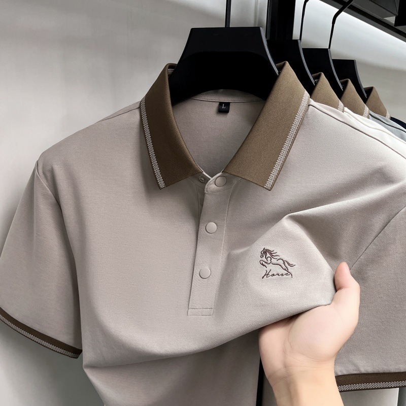 High-Quality Linen And Mulberry Silk Short-Sleeve Polo Shirt Men New Summer Style, Business Casual T-Shirt For Men