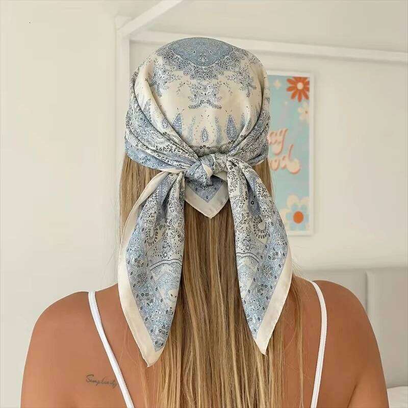 Luxury Printing Silk Square Scarf Women Neck Hair Tie Band Beach Hijab Kerchief Head Headbands Bandana Female Foulard 70cm 26Y06226 - view 1
