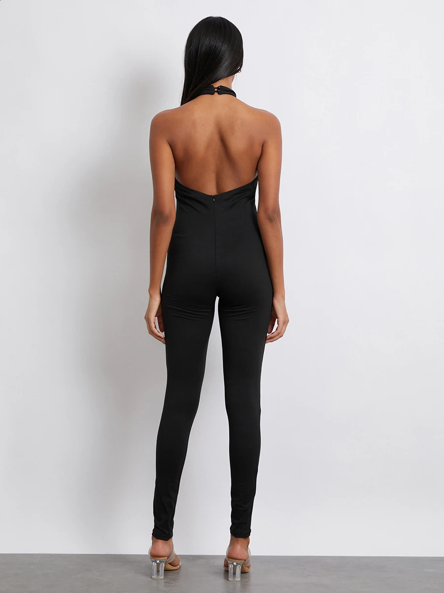 Fashion Women Jumpsuit Sleeveless Halterneck Backless Solid Slim Long Romper Party Clubwear SXL 260626 - view 7
