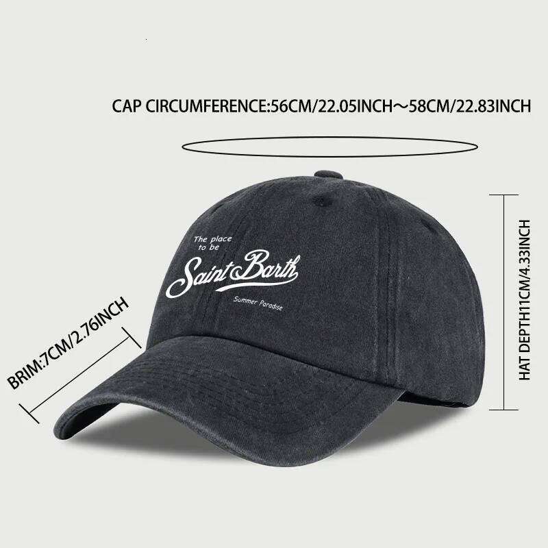 Saint Barth "The Place To Be" Print Washed Baseball Cap Adjustable Unisex Summer Vacation Sun Hat W260626 - view 3