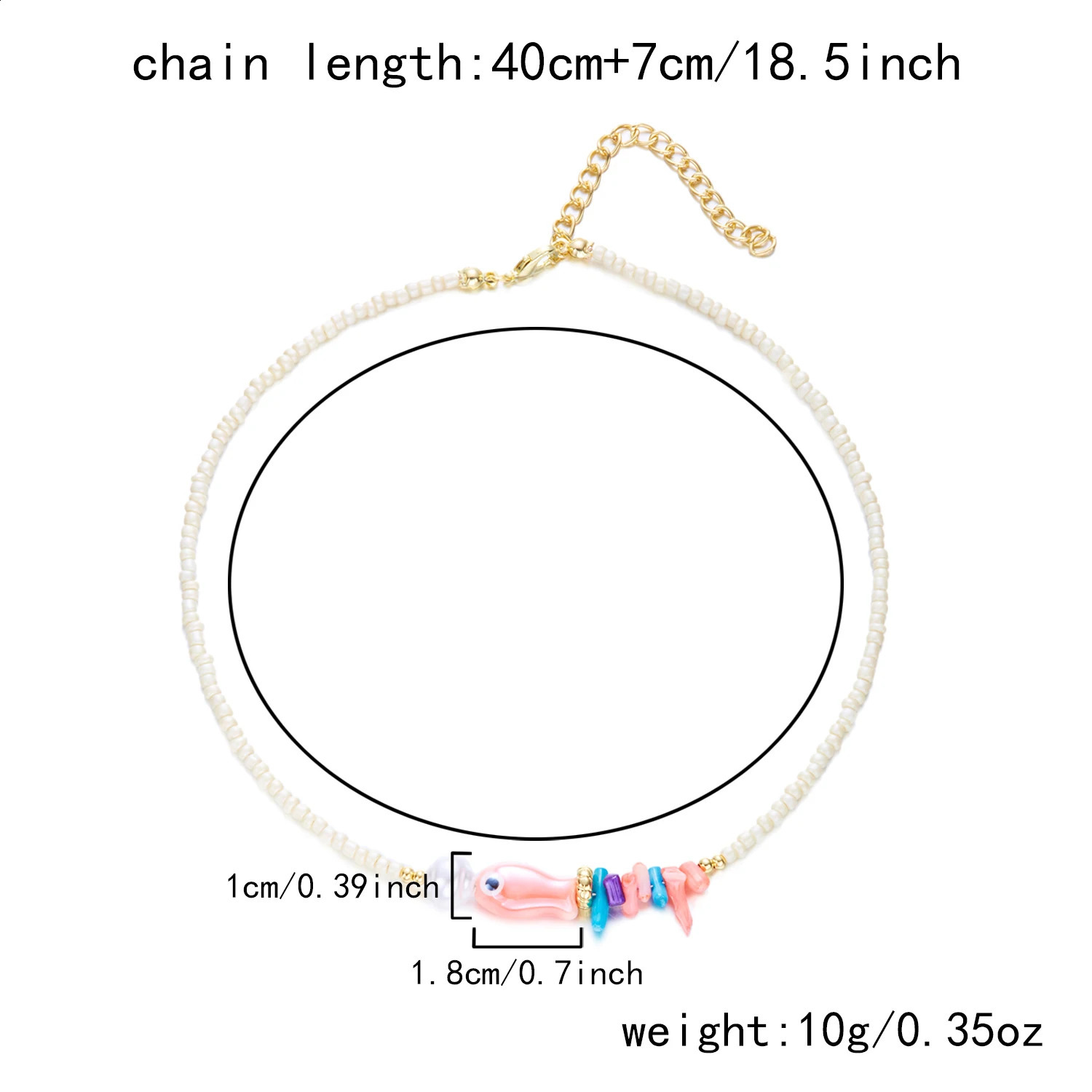 Boho White Rice Beaded Necklace for Women Cute Fish Pearl Colorful Pendant Choker Summer Beach Y2K Collar Jewelry Gift 260626 - view 7