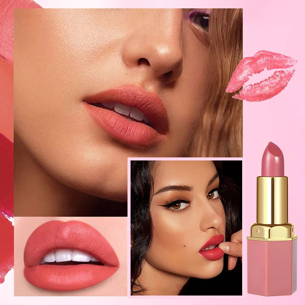 6 Colors Gold Bar Tube Lipstick Matte Texture Pearlescent Glitter Velvet Lipstick Valentines Day Gift 6PCS 260626 - view 3