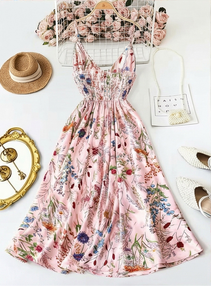 TEMU Colorful Painting Print Strap Dress Slimming Plus Size - view 8