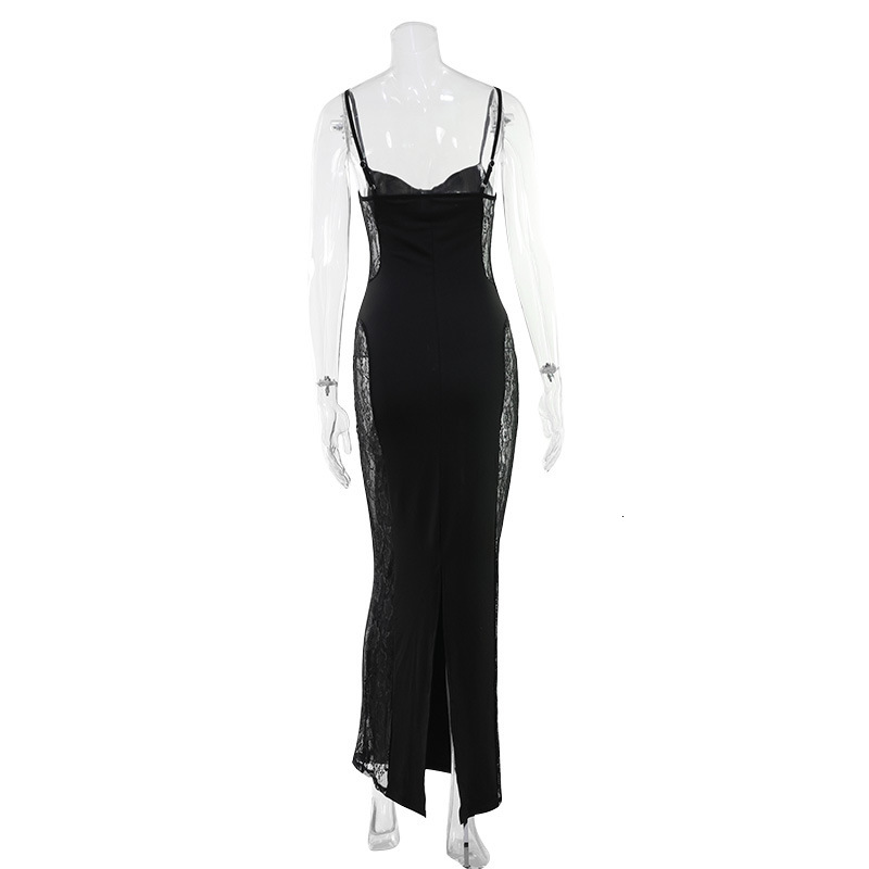 Sexy womens clothing with lace splicing and hollow-out design alluring hot girl strapless bodycon dress - view 5