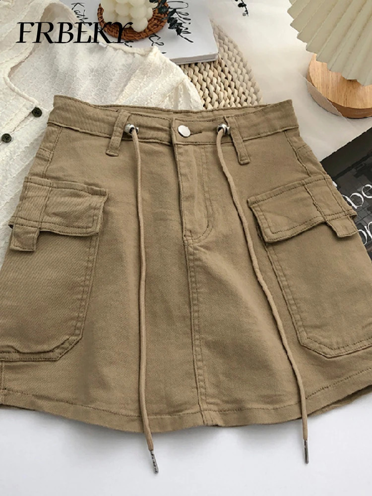 Summer Drawstring High Waist Denim Package Hip Halfbody Skirt Korean FashionVintage Versatile Solid Color Women Clothes 260626 - view 5
