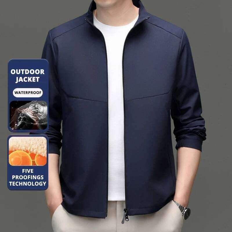 Top Grade Oxford Fabric Waterproof Breathable Men Sport Outdoor Jacket Stand Collar Casual Soft Shell Windbreaker Coats Outwear W260626 - view 5