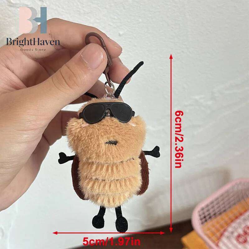 1/3Pcs Cute Cockroach Doll Keychain Creative Stuffed Animal Keyring School Bag Pendant Backpack Hanging Decoration Lovely Gift 26Y0626 - view 7