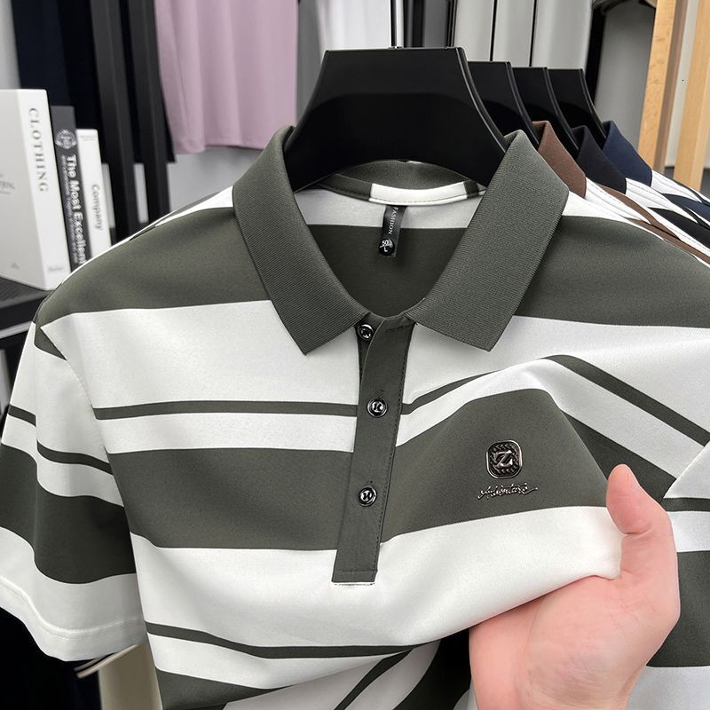 Summer New Men's POLO Shirt With Turn-Down Collar, Fashionable Casual Business Short Sleeve Top - view 4