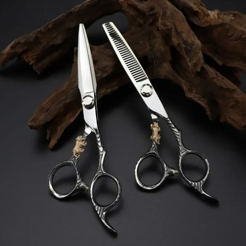 Premium Gold Tiger Barber Scissors 6 Inch Straight Thinning Hairdressing Shears Professional Salon Cutting Tools 260615 - view 4